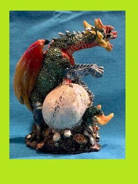 Green Miniature Dragon Figurine 3 1/2" tall Green Medieval Fantasy 0154-PDK95